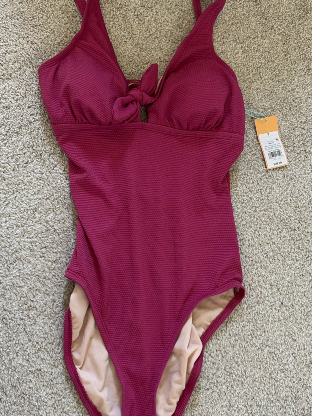 Kona Sol Berry Tie-Front One-Piece Swimsuit